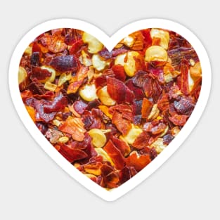 Spicy Red Hot Pepper Chili Flakes Photograph Heart. Sticker